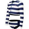 Stripe Rash Guard Bikini, Navy, White - Two Pieces - 1 - thumbnail