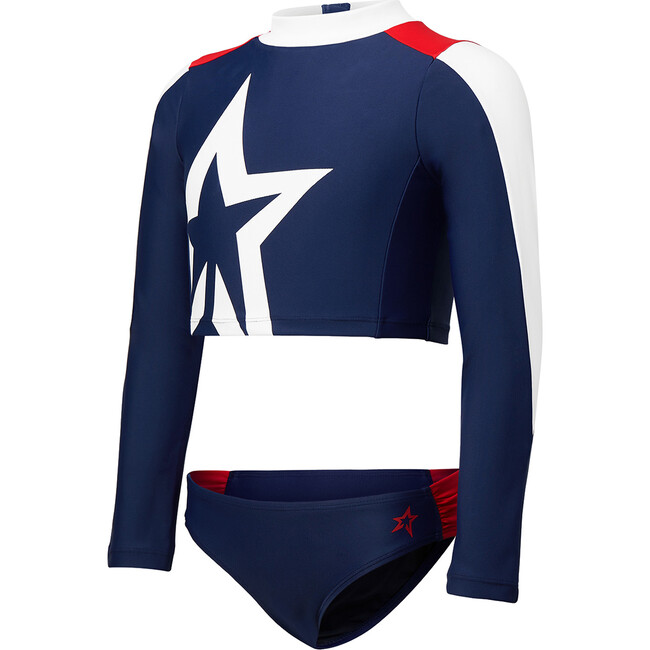 Star Rash Guard Bikini, Navy