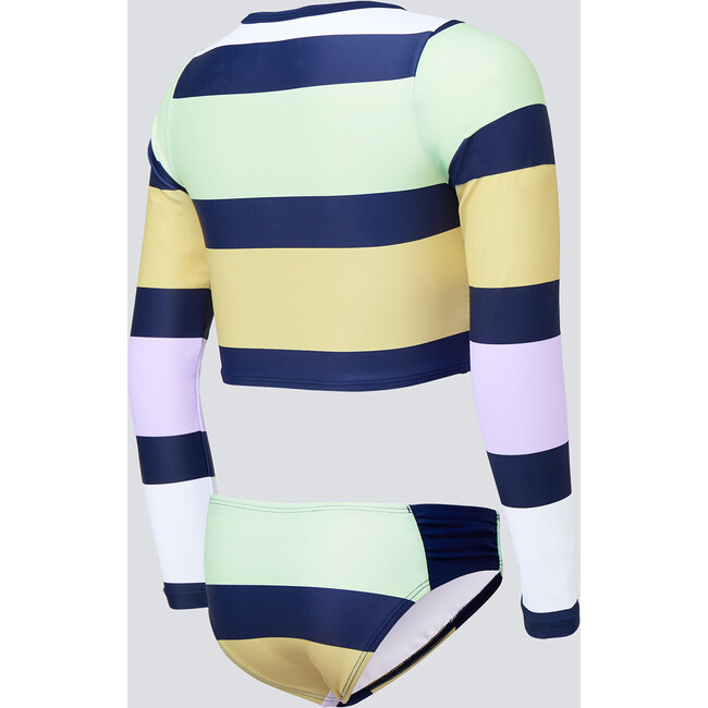 Stripe Rash Guard Bikini, Pastel Stripe