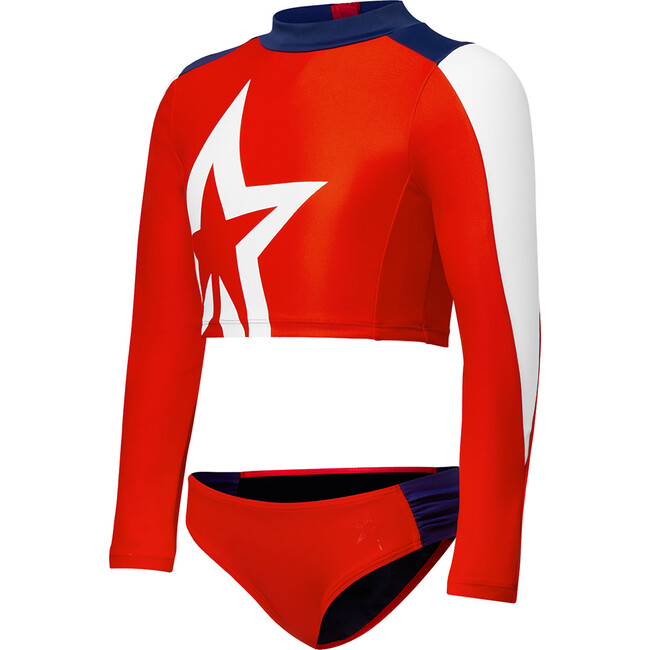 Star Rash Guard Bikini, Red