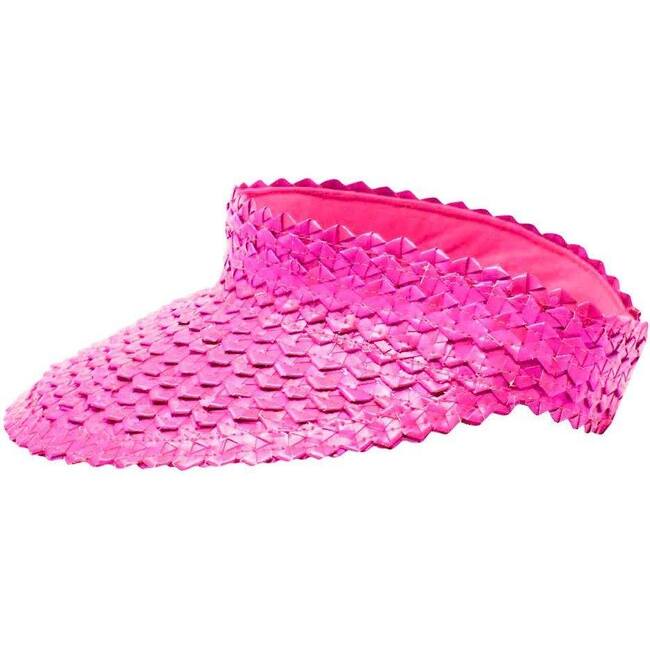 Kids Straw Sun Visor, Pink - Hats - 2