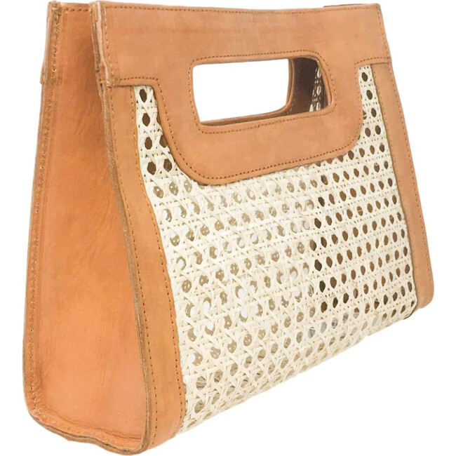 Women's Kate Cane and Leather Clutch Bag