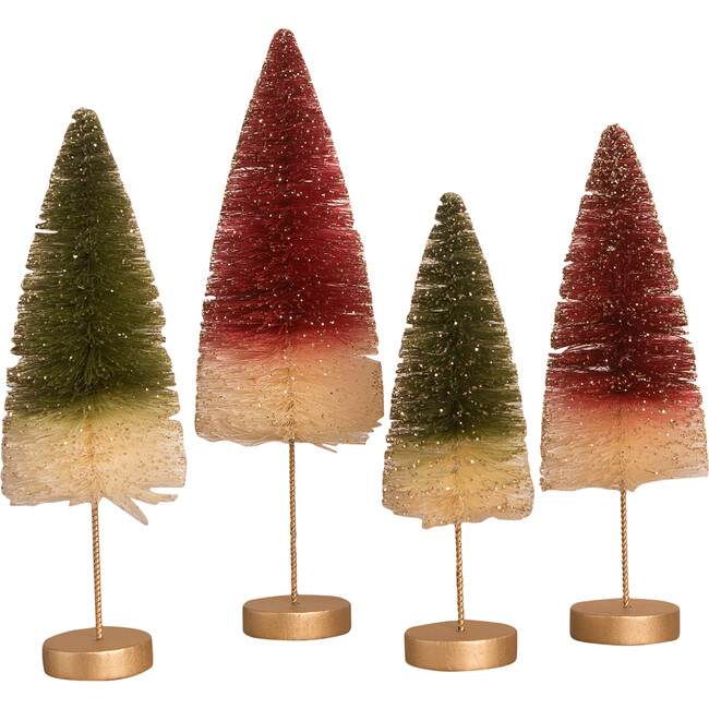 Traditional Bottle Brush Trees with Gold Glitter