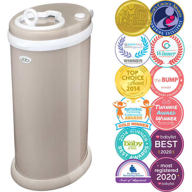 Ubbi Steel Diaper Pail, Taupe - Diaper Pails - 2