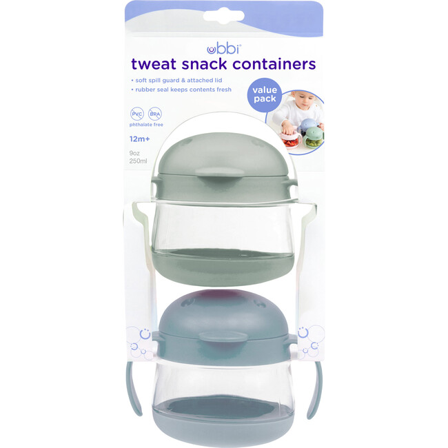 Ubbi Tweat Snack Container, 2-pack, Sage/Cloudy Blue