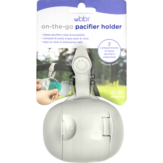 Ubbi On-The-Go Pacifier Holder, Gray - Stroller Accessories - 3