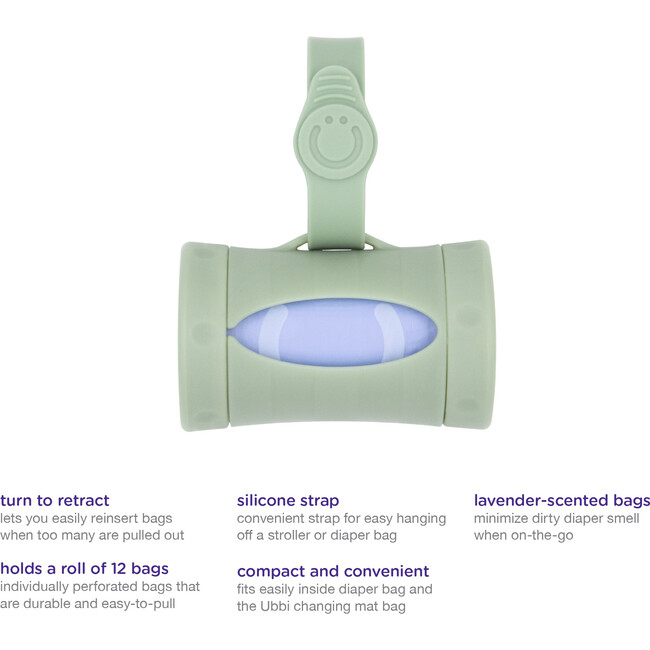 Ubbi On-The-Go Bag Dispenser,Sage - Stroller Accessories - 4
