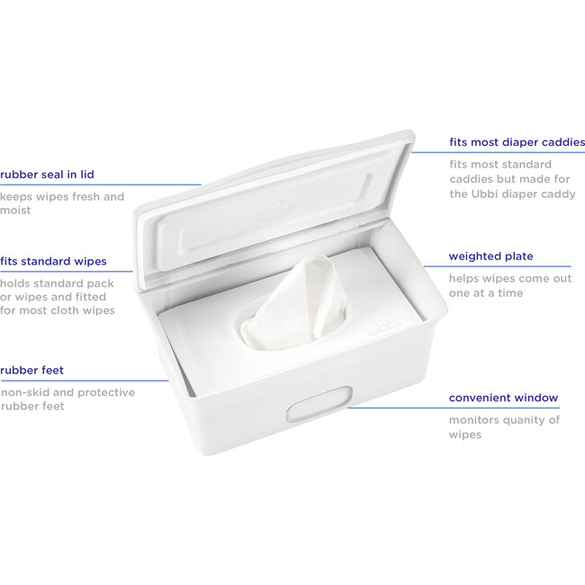 Ubbi Wipes Dispenser, White - Stroller Accessories - 3