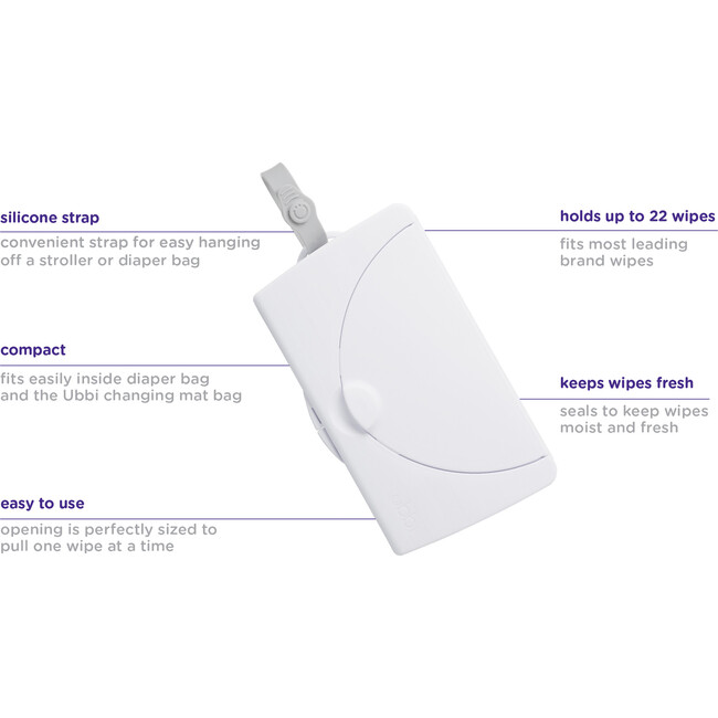 Ubbi On-The-Go Wipes Dispenser, White - Stroller Accessories - 4