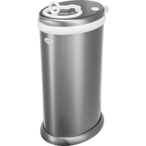 Ubbi Steel Diaper Pail, Chrome Ubbi Accents