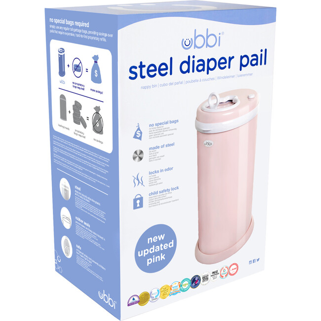 Ubbi Steel Diaper Pail, Blush Pink - Diaper Pails - 3