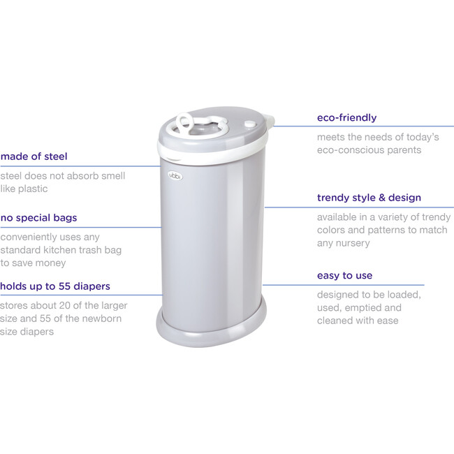 Ubbi Steel Diaper Pail, Sage - Diaper Pails - 4