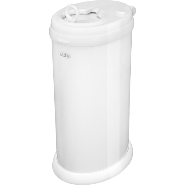 Ubbi Steel Diaper Pail, White Ubbi Accents