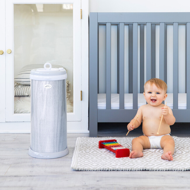 Ubbi Steel Diaper Pail, Woodgrain Ubbi Accents