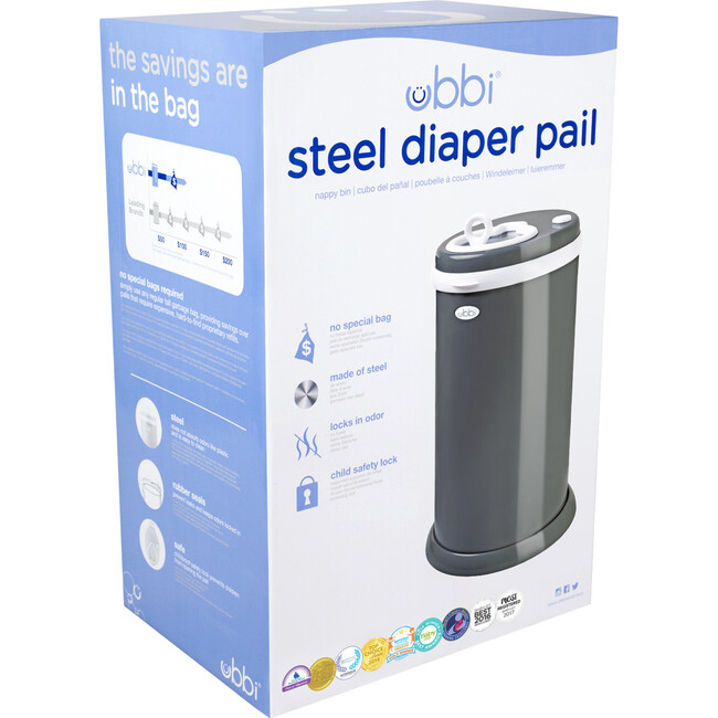 Ubbi Steel Diaper Pail, Slate - Diaper Pails - 4