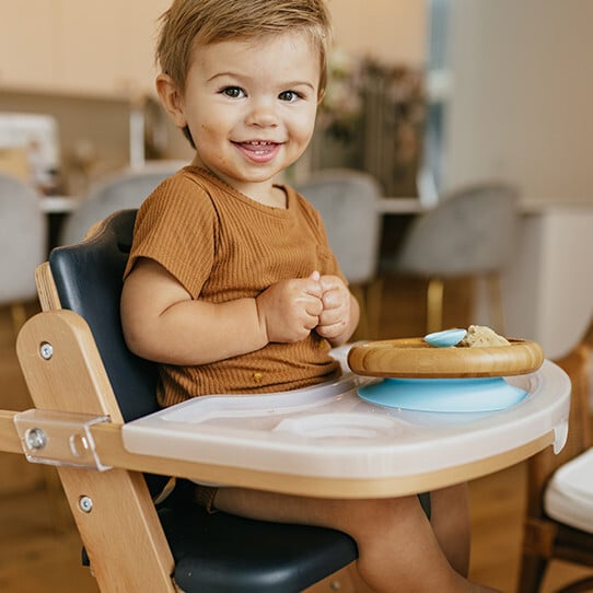 Beyond Junior Wooden High Chair, Natural Black Pearl - Highchairs - 5