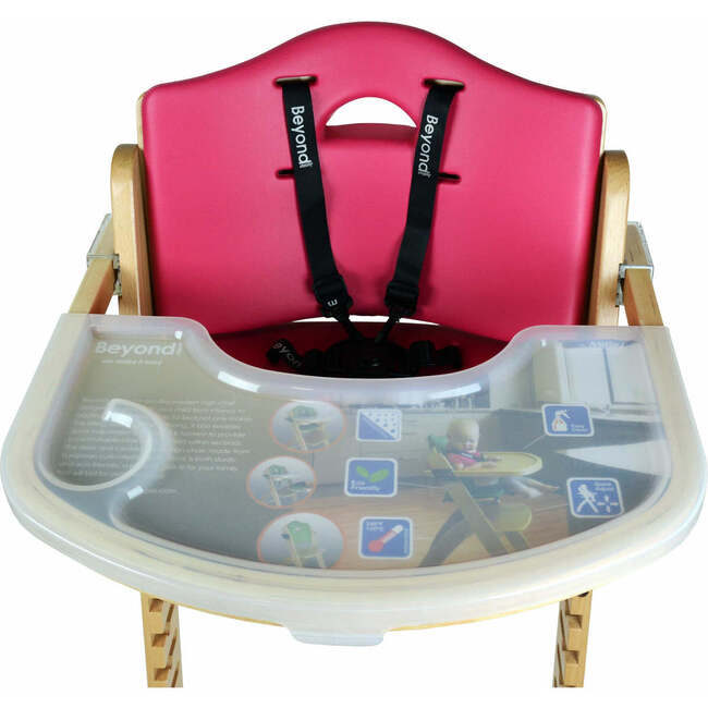 Beyond Junior Wooden High Chair, Natural Raspberry - Highchairs - 4