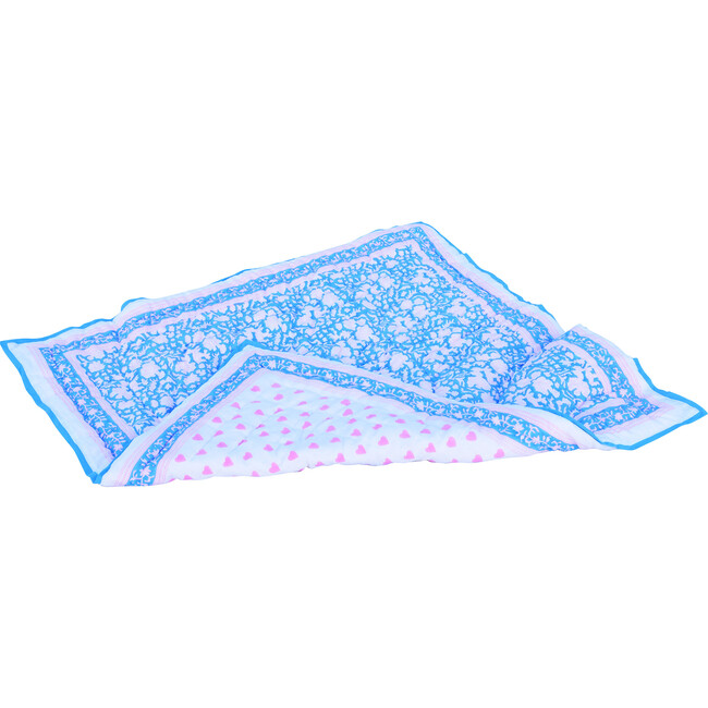 Baby Blanket, Cornflower Blue & Soft Pink - Blankets - 1