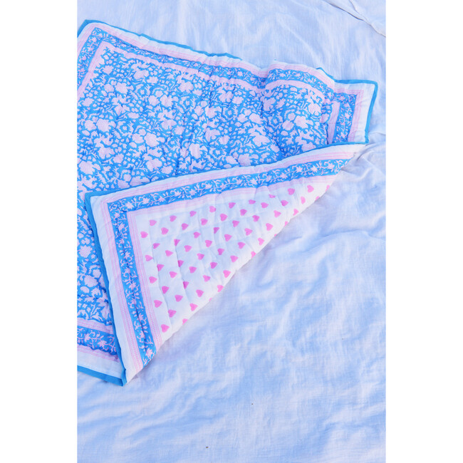 Baby Blanket, Cornflower Blue & Soft Pink - Blankets - 2