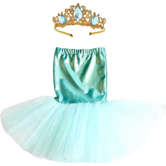 Mermaid Tail/Skirt & Crown Set, Turquoise