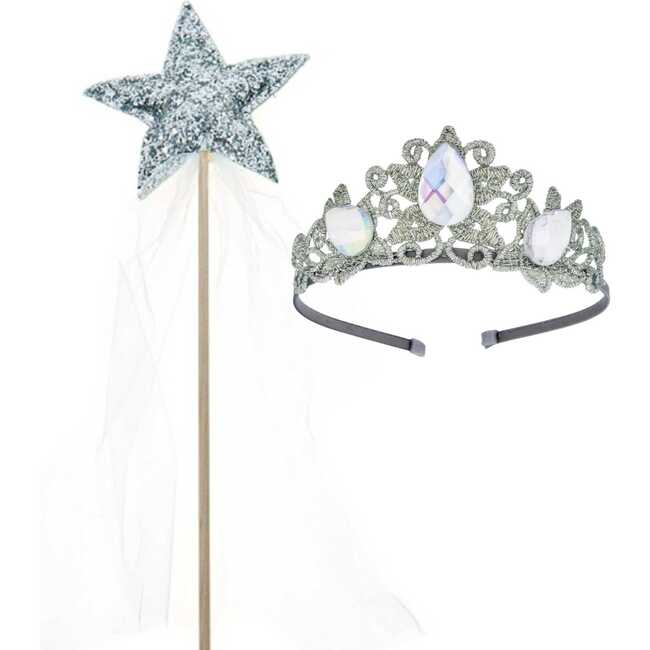 Raven Princess Crown & Wand Set, Silver