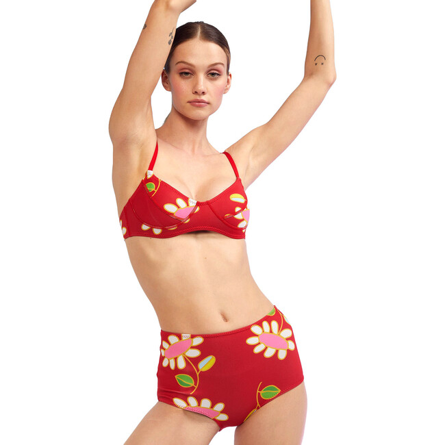 Women's Neoprene High-Waisted Bikini Bottom, Red
