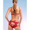 Women's Neoprene High-Waisted Bikini Bottom, Red - Two Pieces - 4