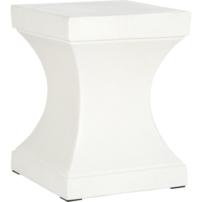 Curby Concrete Accent Stool, White