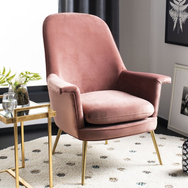 Aimee Velvet Armchair, Dusty Rose - Accent Seating - 5