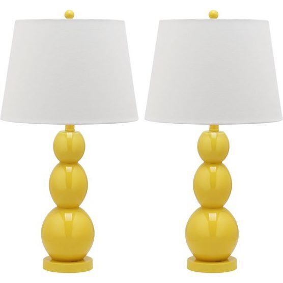 Set of 2 Jayne Three-Sphere Glass Lamps, Yellow