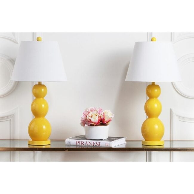 Set of 2 Jayne Three-Sphere Glass Lamps, Yellow - Lighting - 2