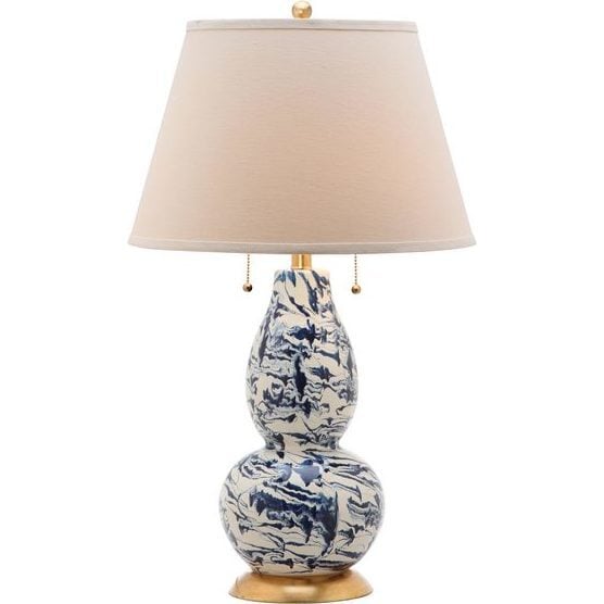 Set of 2 Color Swirls Glass Lamps, Navy - Lighting - 3