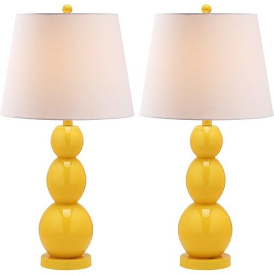 Set of 2 Jayne Three-Sphere Glass Lamps, Yellow - Lighting - 4