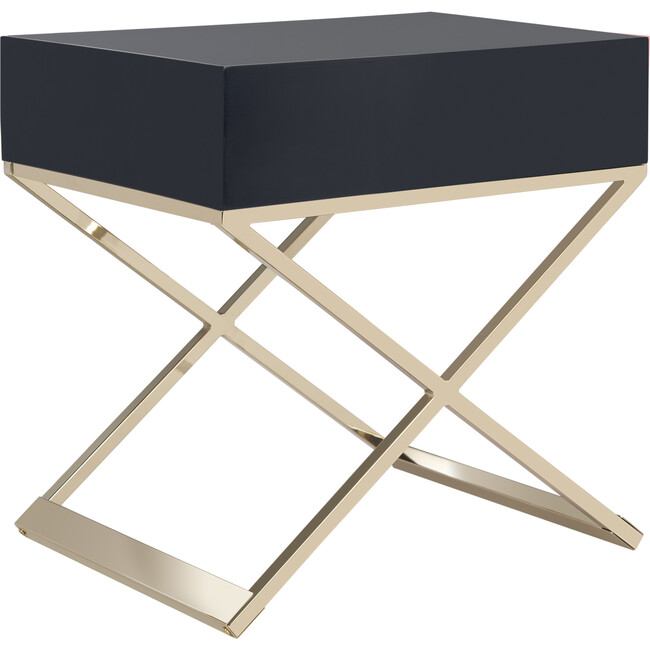Zarina Cross Leg End Table, Navy - Accent Tables - 3