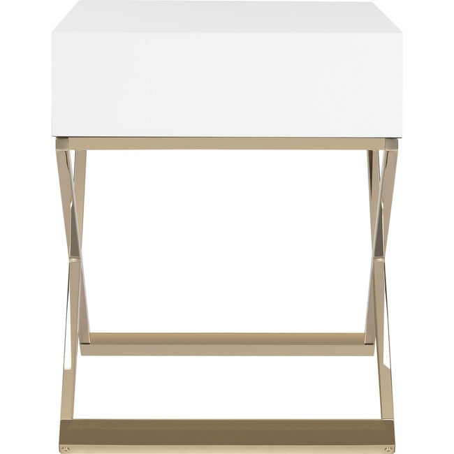 Zarina Cross Leg End Table, White - Accent Tables - 3