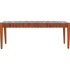 Amalia Leather Weave Bench, Cognac - Kids Seating - 1 - thumbnail