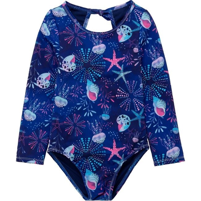 Long Sleeve One Piece, Blue Marine Print