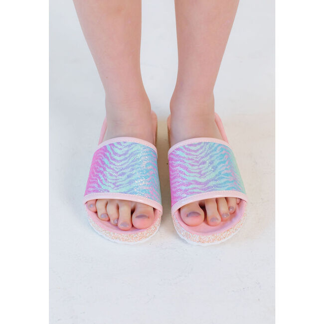 Miss Elsa Slide, Zebra Rainbow Glitter - Sandals - 3