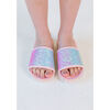 Miss Elsa Slide, Zebra Rainbow Glitter - Sandals - 3 - thumbnail