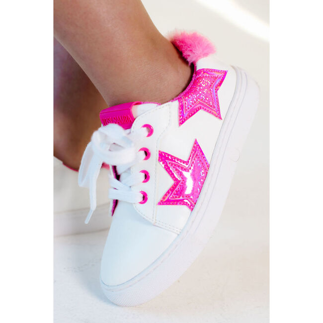 Miss Harper Faux Fur Sneaker, White & Pink