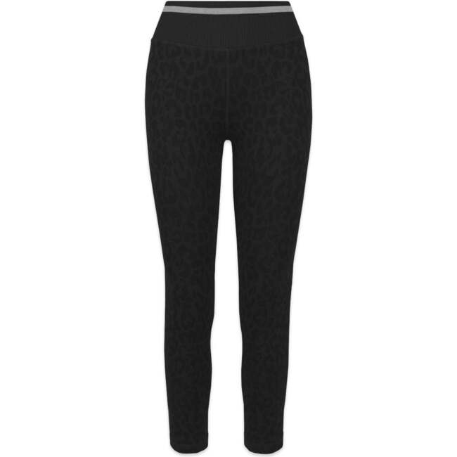Women's Leo Stripe V-Back 7/8 Legging, Black - Leggings - 1