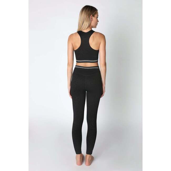 Women's Leo Stripe V-Back 7/8 Legging, Black - Leggings - 4