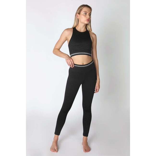 Women's Leo Stripe V-Back 7/8 Legging, Black - Leggings - 5