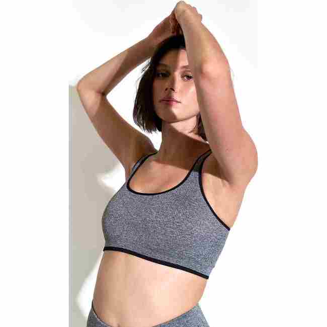 Women's Valerie Variegated Rib Bra, Black - Bras - 3