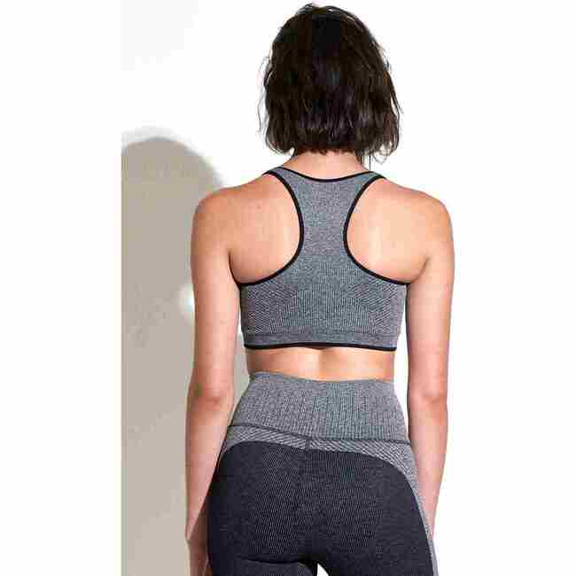 Women's Valerie Variegated Rib Bra, Black - Bras - 4
