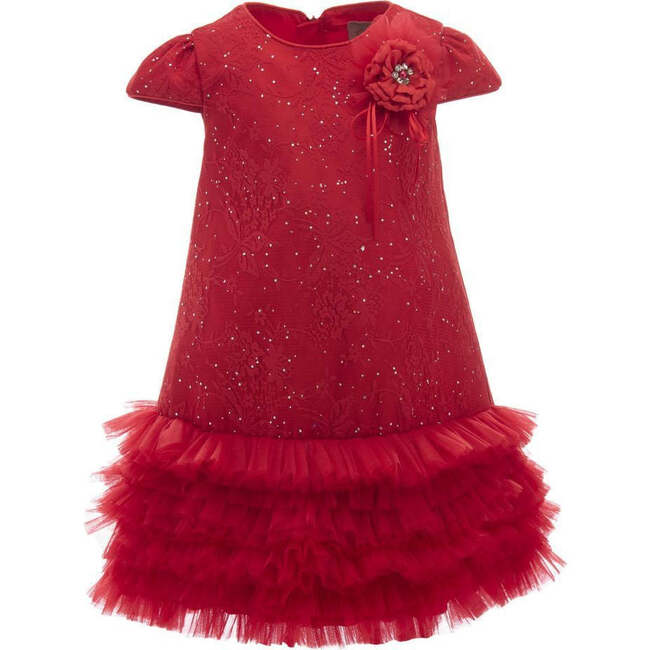 Sparkle Empire Dress, Red - Dresses - 1 - zoom