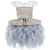 Jacquard Tulle Dress, Blue - Dresses - 1 - thumbnail