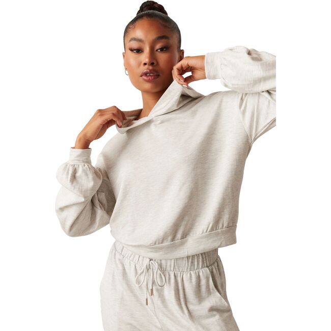 Women's Fuzzy Luxe Jessica Puff Hoodie, Chinchilla - Sweatshirts - 1 - zoom