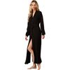 Women's Fuzzy Luxe Skyler Banded Long Robe, Sable - Robes - 1 - thumbnail