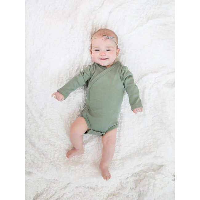 Classic Long Sleeve Kimono Bodysuit, Thyme - Onesies - 3